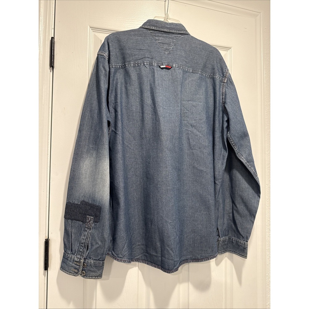 Tommy Hilfiger Shirt Men's XXL Denim Long Sleeve Button Down Blue Jean‎ Vintage - Picture 3 of 13